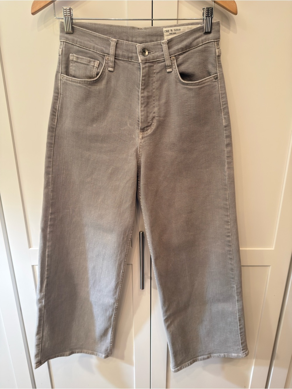 rag & bone Andi Wide-Leg Jeans in Idyllwild Light Grey Size 26